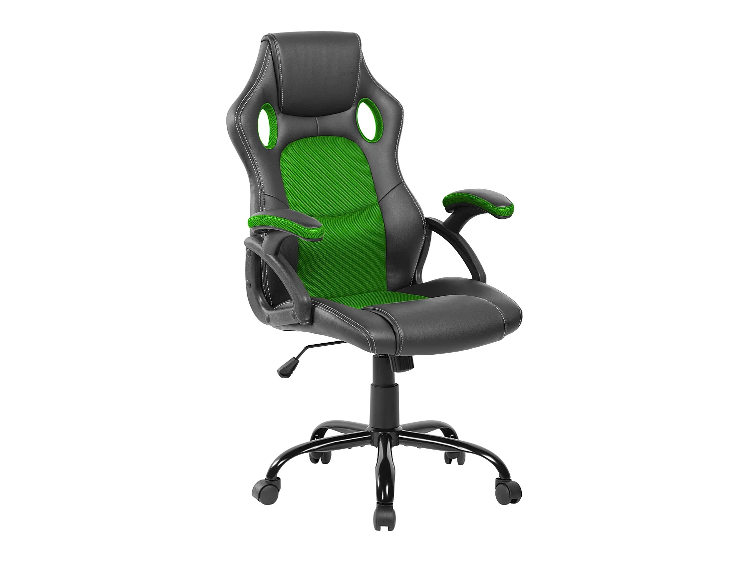 Sedia Game Poltrona Nero Verde Nylon Finta Pelle Ruote 120x66x63