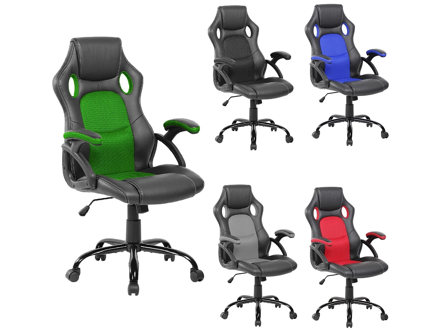 Chaise De Bureau Fauteuil Gamer Noir Vert Simili-cuir 120x66x63