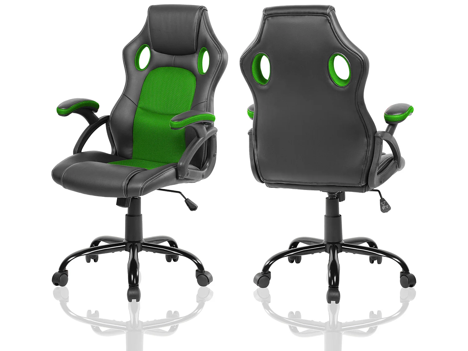 Chaise De Bureau Fauteuil Gamer Noir Vert Simili-cuir 120x66x63