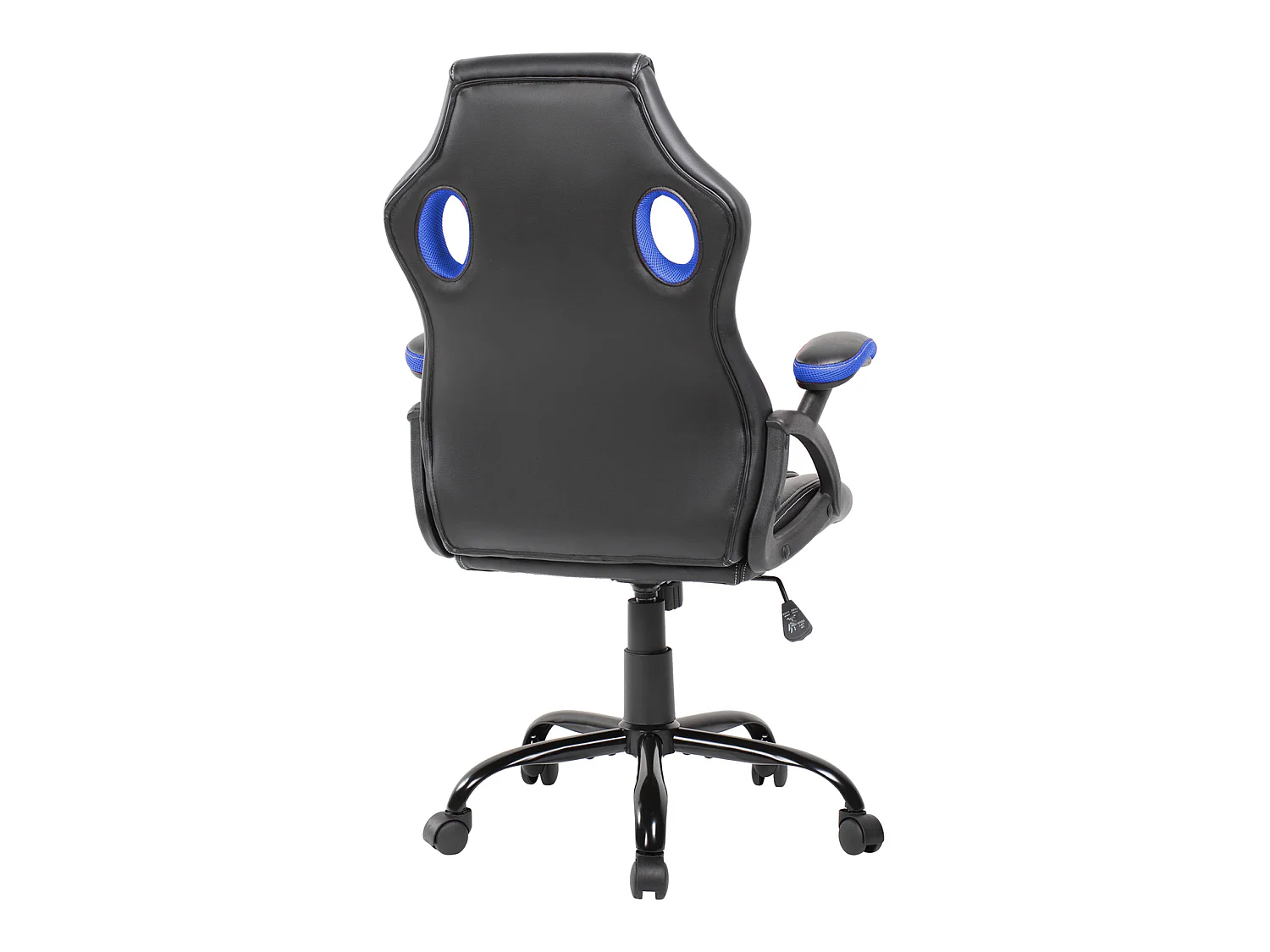 Poltrona Ufficio Sedia Nero Blu Nylon Finta Pelle 120x66x63