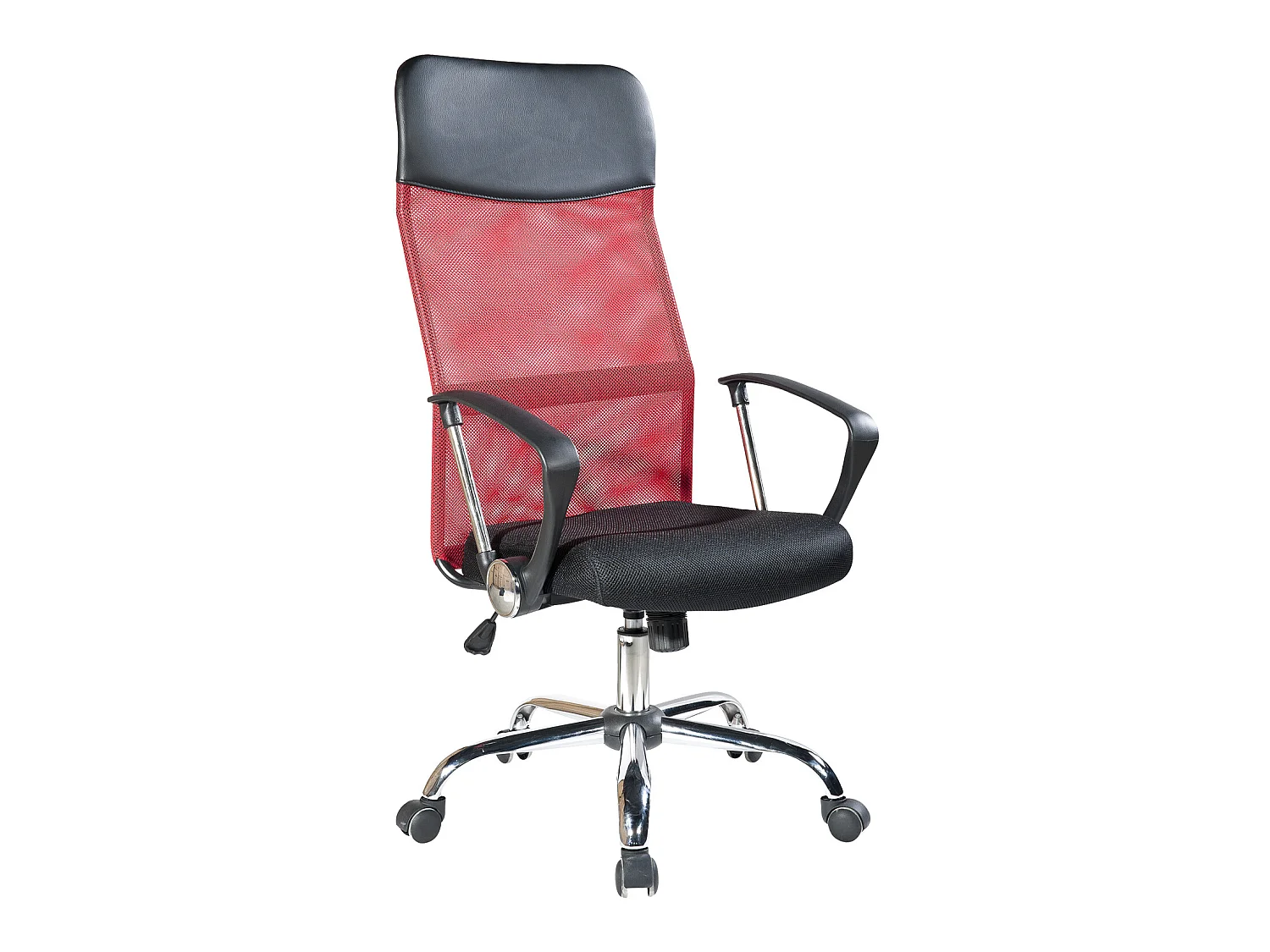 Poltrona Sedia Scrivania Rosso Nera Ruote 113/123x57,5x58,5