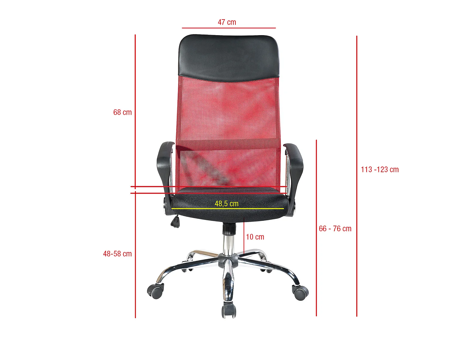 Poltrona Sedia Scrivania Rosso Nera Ruote 113/123x57,5x58,5