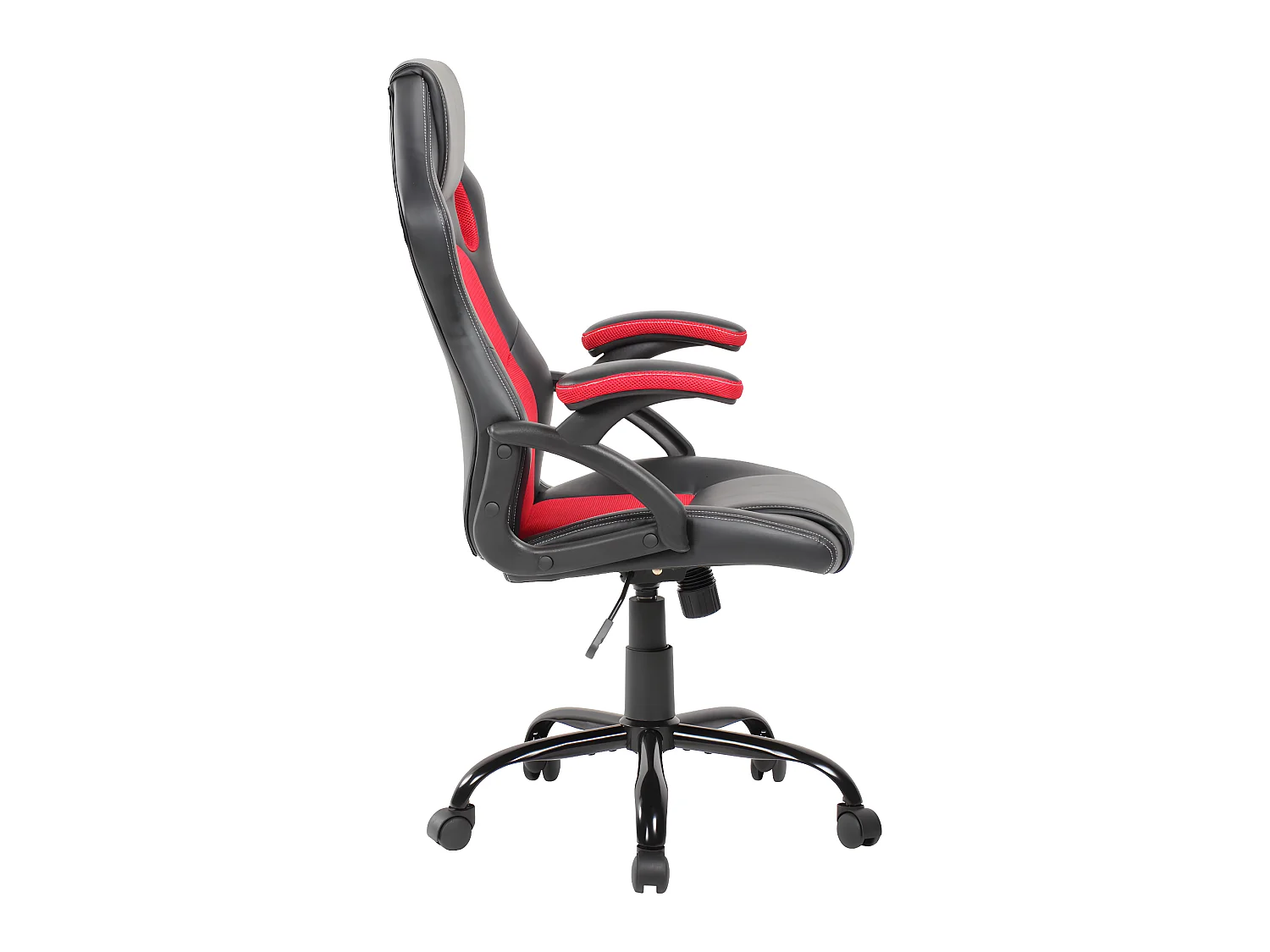 Sedia Ufficio Poltrona Nera Rossa Similpelle Nylon 120x66x63