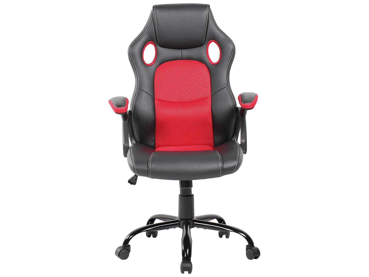 Silla Oficina Gamer Negra Roja Cuero Sintético Nylon 120x66x63