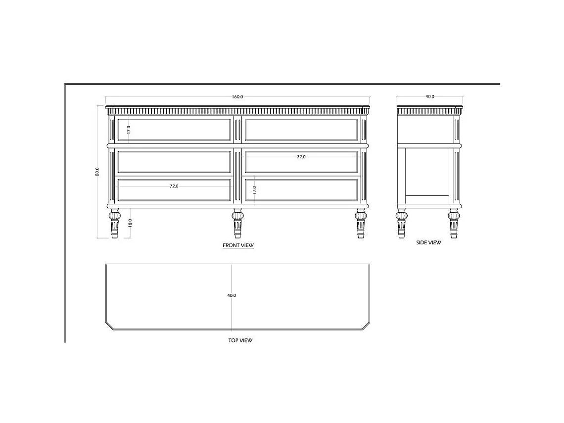 Commode double Léonie 6 tiroirs en kit