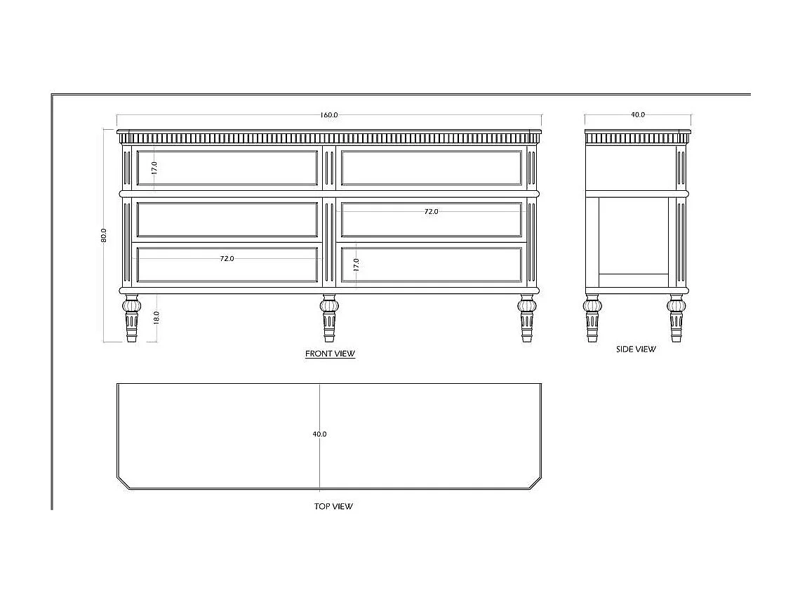 Commode double Léonie 6 tiroirs en kit