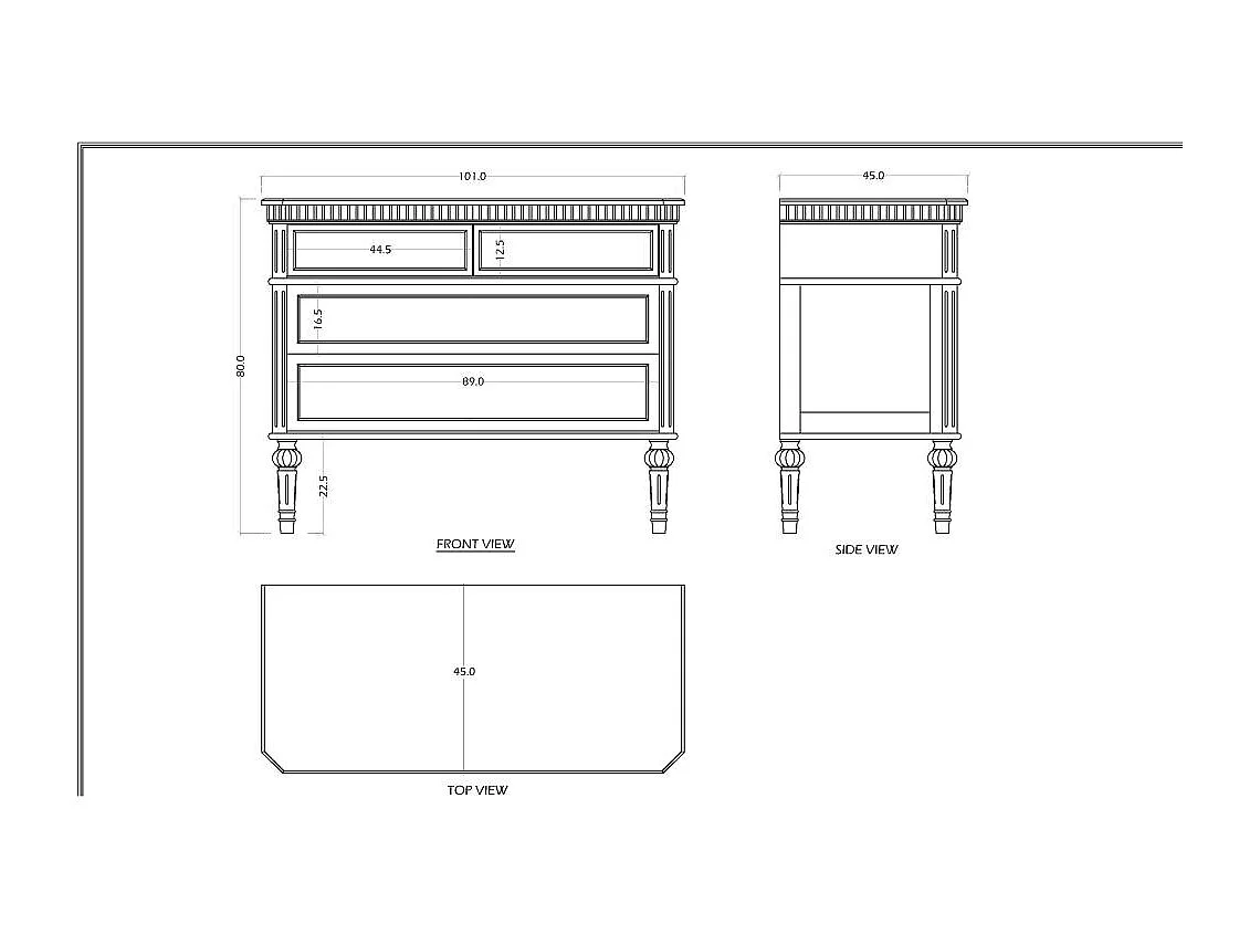 Commode 4 tiroirs Léonie en kit