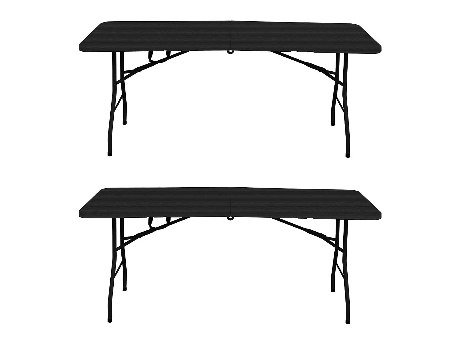 Lot de 2 tables pliantes rectangulaires effet bois 180x74x74cm 7house