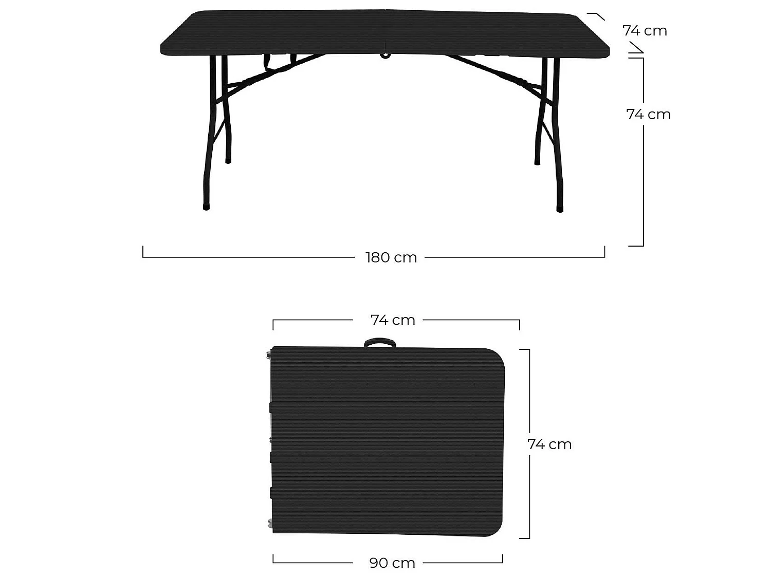 Lot de 2 tables pliantes rectangulaires effet bois 180x74x74cm 7house