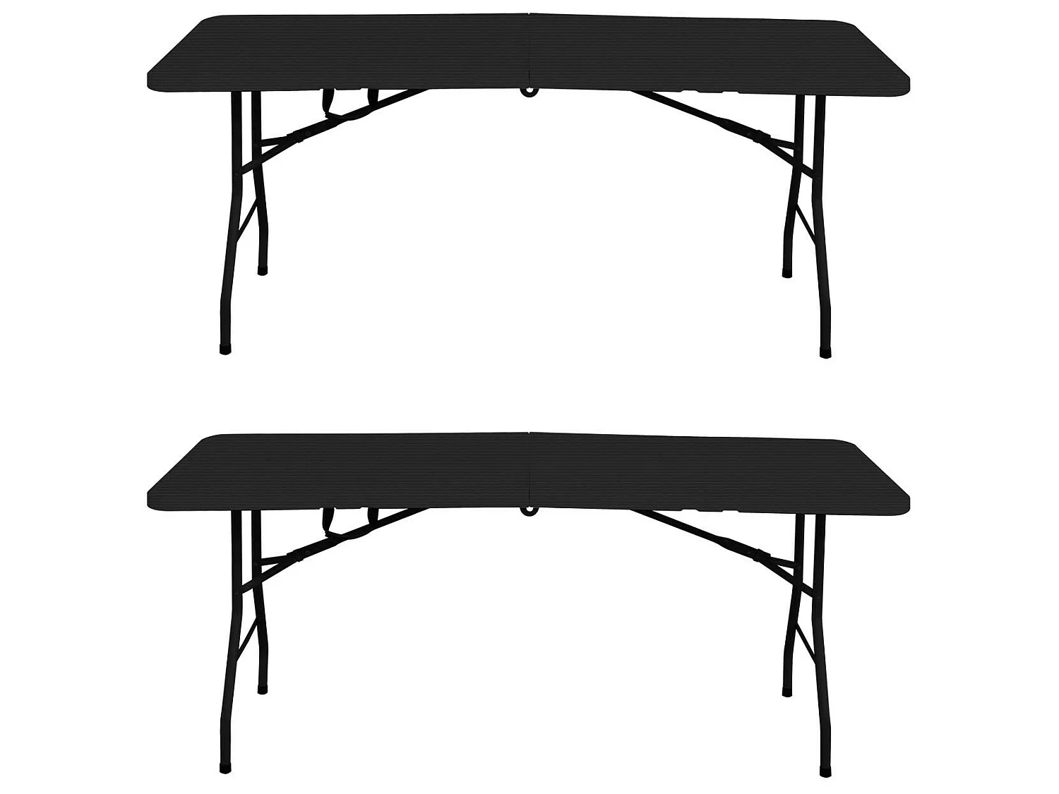 Lot de 2 tables pliantes rectangulaires effet bois 180x74x74cm 7house