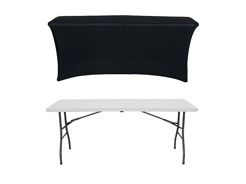 Table pliante 180cm Blanc + Housse Traiteur 7house