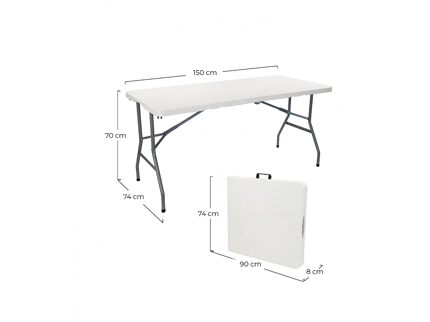 Mesa Plegable 150cm Rectangular Blanca Catering 7house