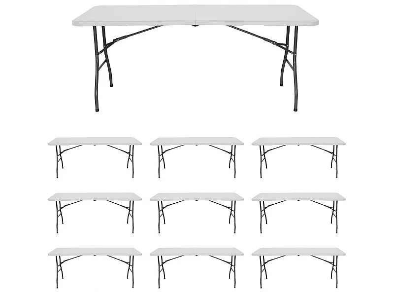 MegaPack 10 Tables Pliantes 180cm Rectangulaire Blanc Traiteur 7house