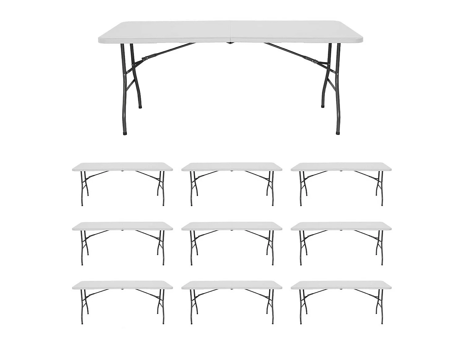 MegaPack 10 Tables Pliantes 180cm Rectangulaire Blanc Traiteur 7house