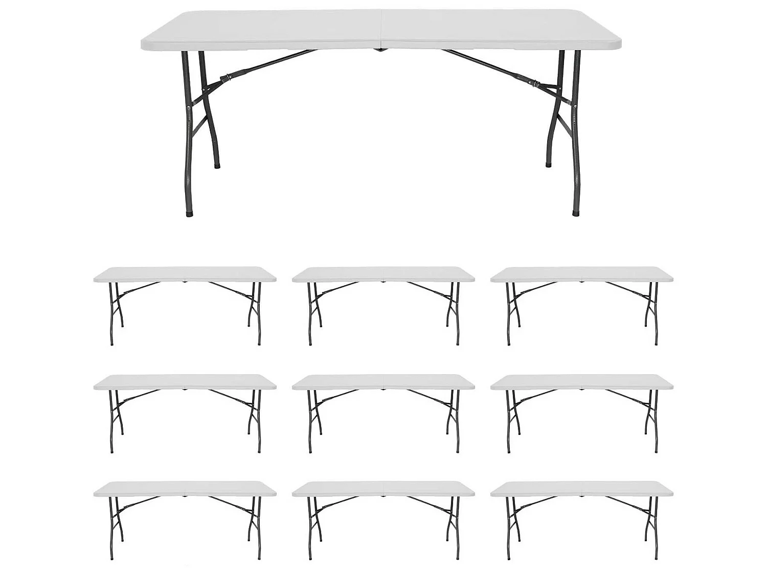 MegaPack 10 tavoli pieghevoli 180cm rettangolari bianchi Catering 7house