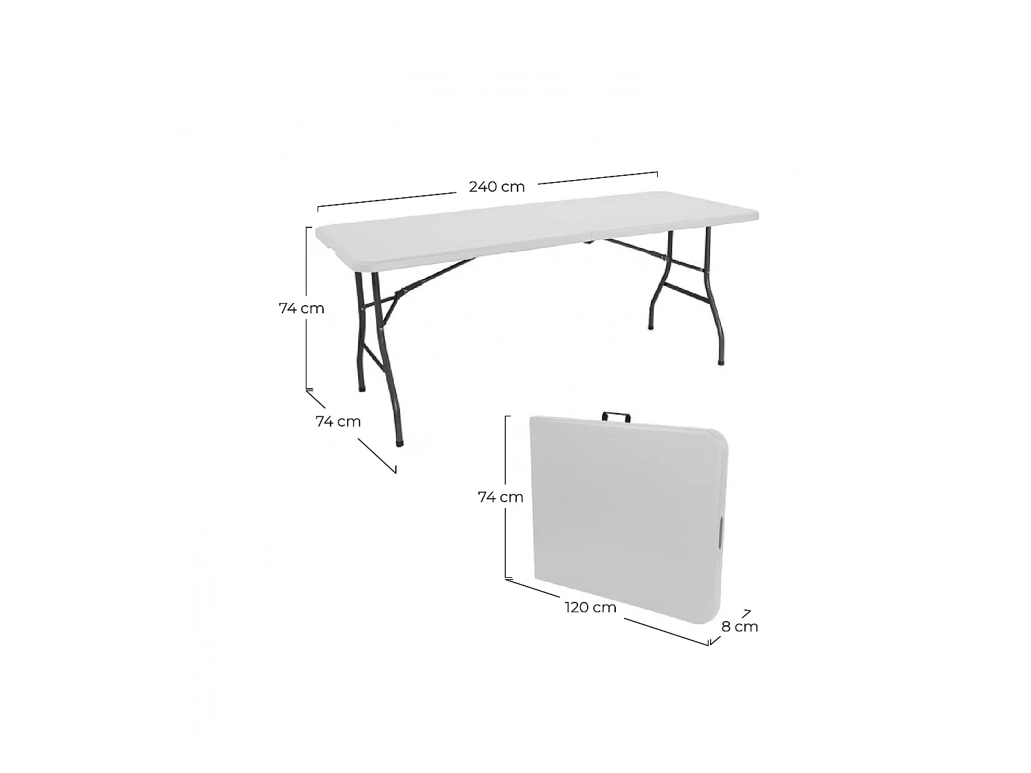 Pack 2 Tables pliantes 240cm Rectangulaire Blanc Traiteur 7house