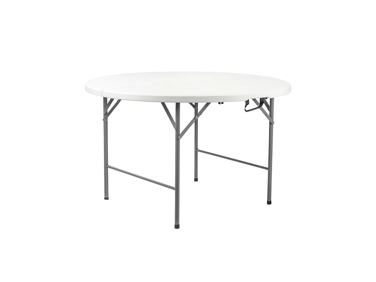 Mesa Plegable Redonda Efecto Granito Blanco Ø122x74cm 7house