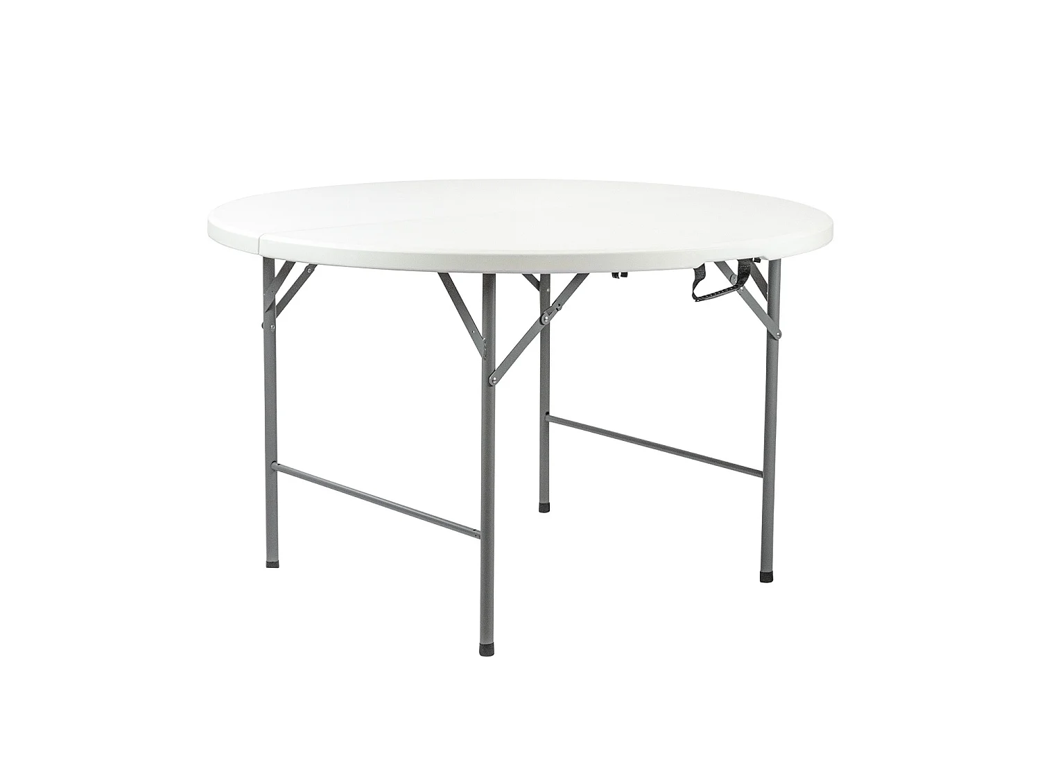 Mesa Plegable Redonda Efecto Granito Blanco Ø122x74cm 7house