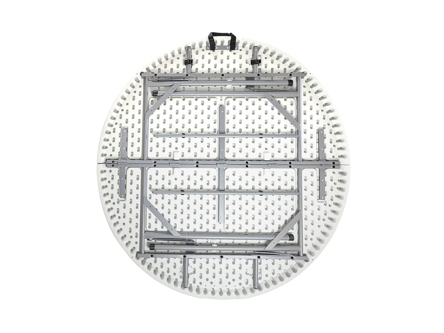 Mesa Plegable Redonda Efecto Granito Blanco Ø122x74cm 7house