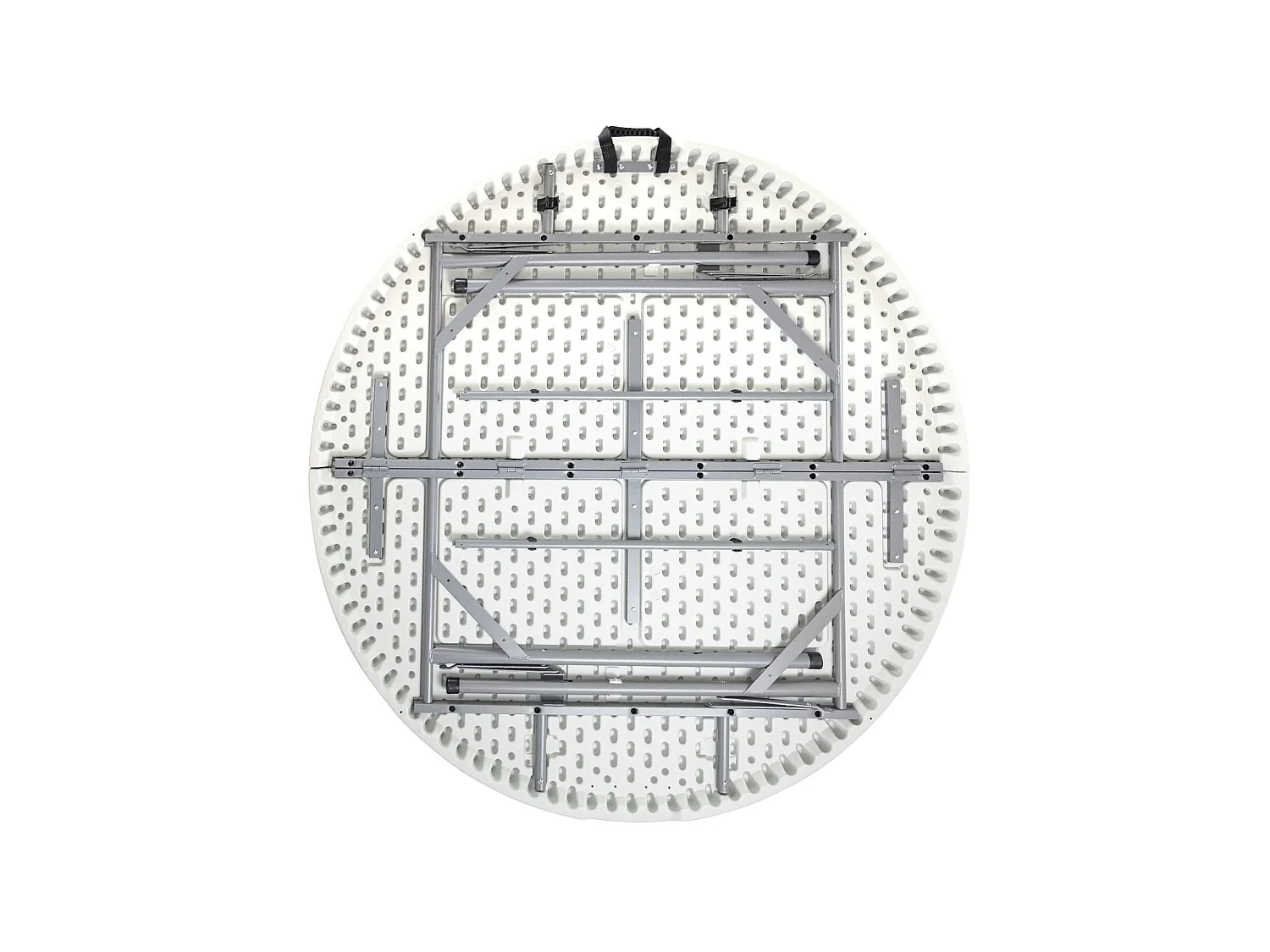 Mesa Plegable Redonda Efecto Granito Blanco Ø150x74cm 7house