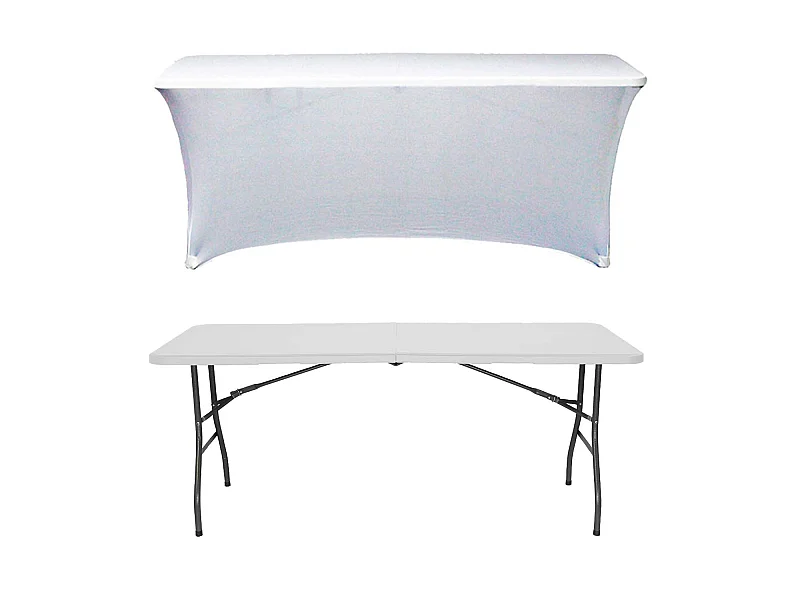 Table pliante 180cm Blanc + Housse Traiteur 7house