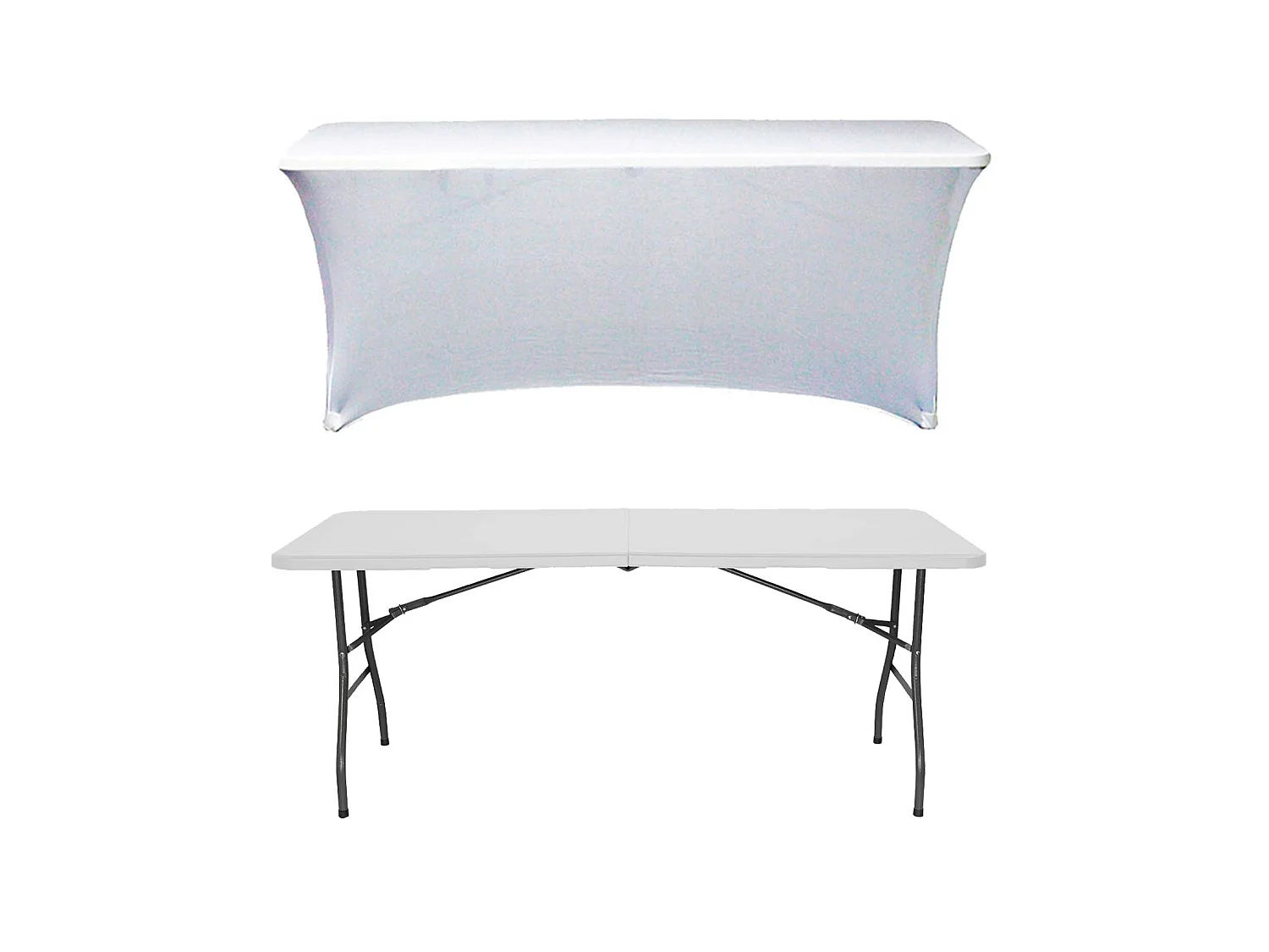 Table pliante 180cm Blanc + Housse Traiteur 7house