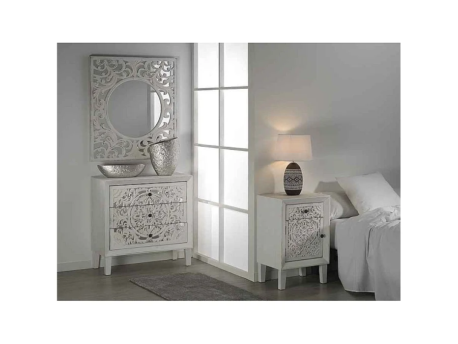 Table de chevet modèle MUMBAI blanc Burkina