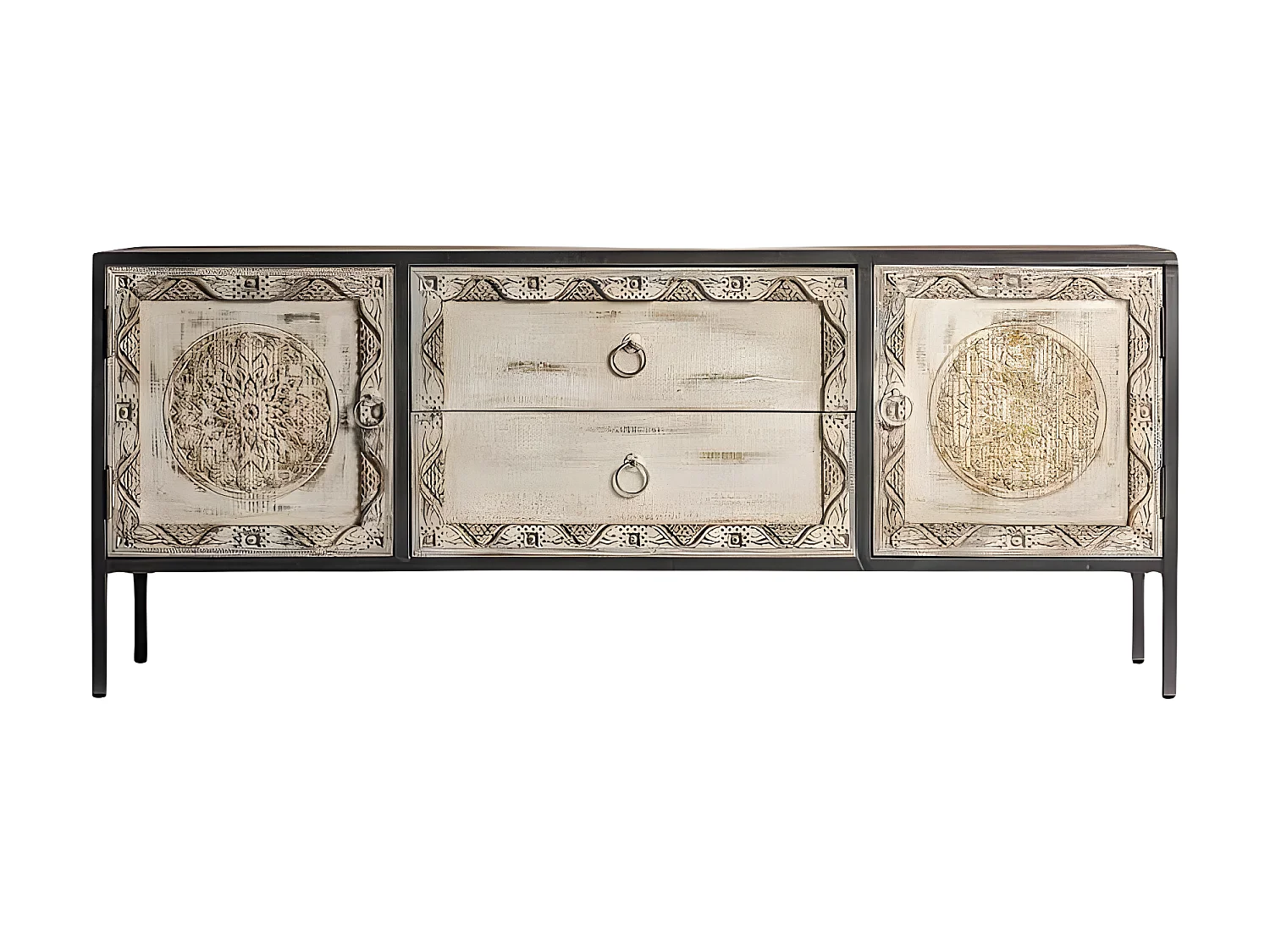 Modèle de meuble TV JAIPUR modèle ethnique finition marron BURKINA