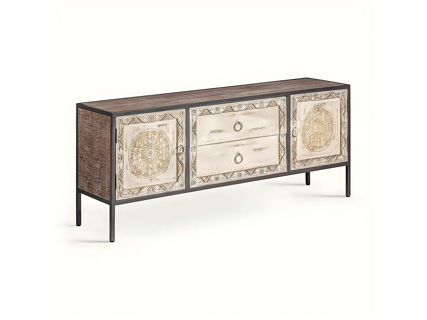 Modèle de meuble TV JAIPUR modèle ethnique finition marron BURKINA