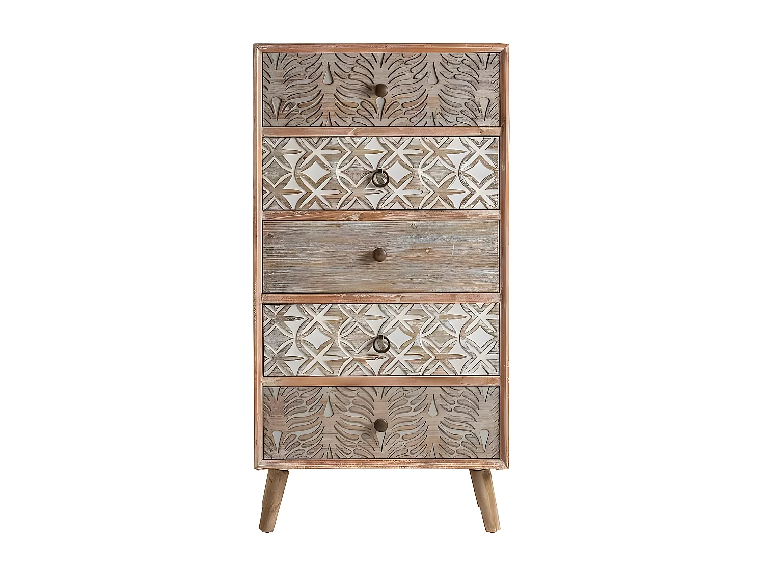 Xinfonier Serie Bali En Madera Decorada, De 5 Cajones