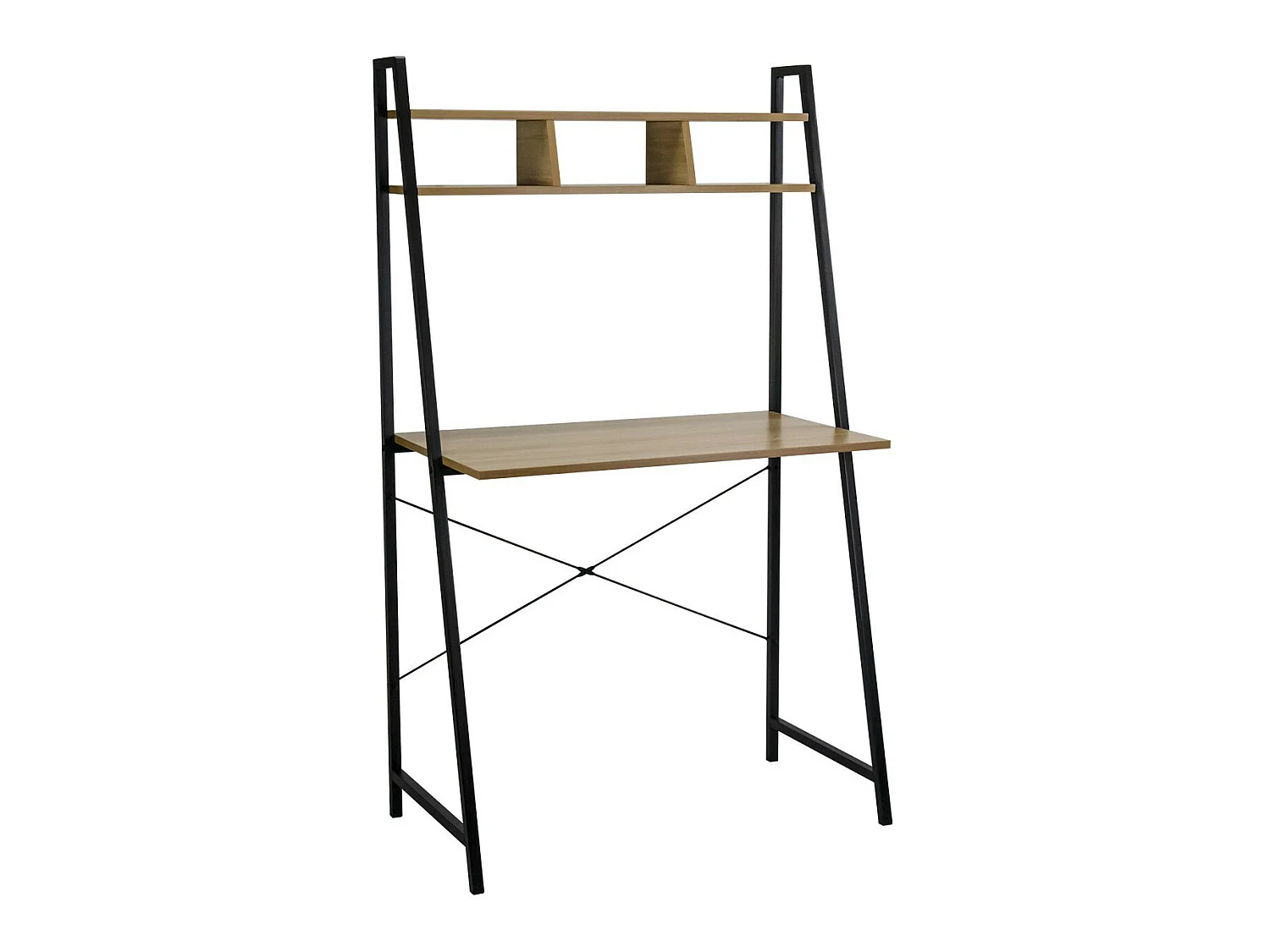 Escritorio Metálico con Estantería Organizadora de Madera Oyam 142x84x46cm 7house