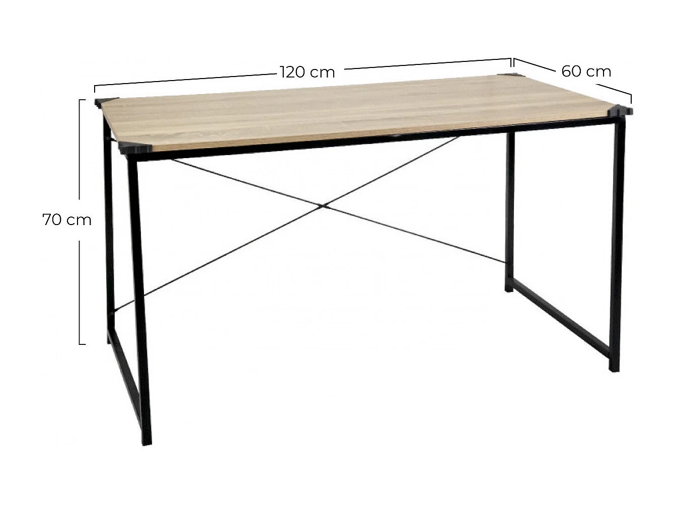 Bureau en métal avec plateau en Lir 70x120x60cm 7house