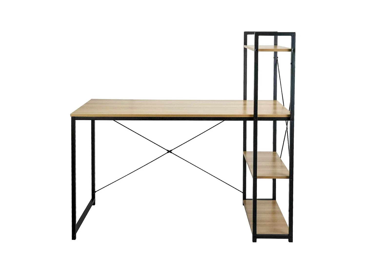 Bureau en métal avec 3 étagères en bois Ozra 120x160x70cm 7house