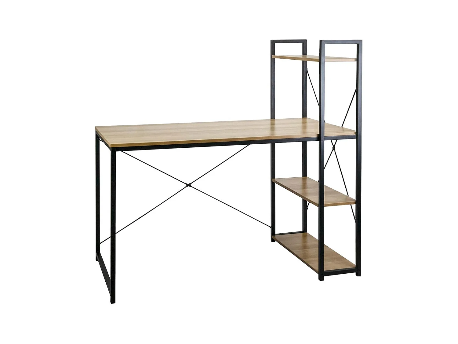 Escritorio Metálico con Estantería 3 Baldas de Madera Ozra 120x160x70cm 7house