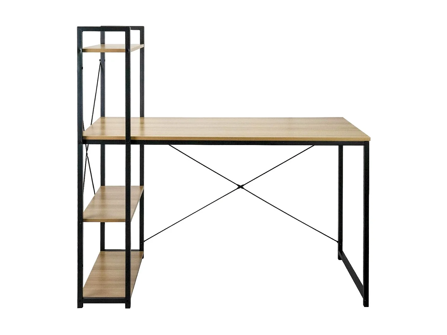 Bureau en métal avec 3 étagères en bois Ozra 120x160x70cm 7house