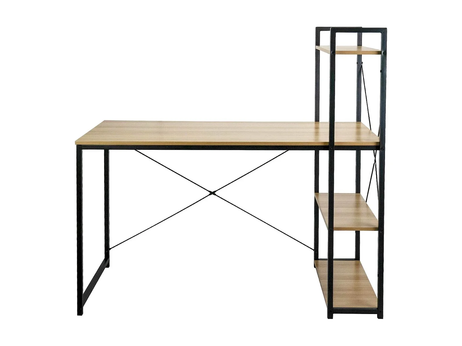 Bureau en métal avec 3 étagères en bois Ozra 120x160x70cm 7house