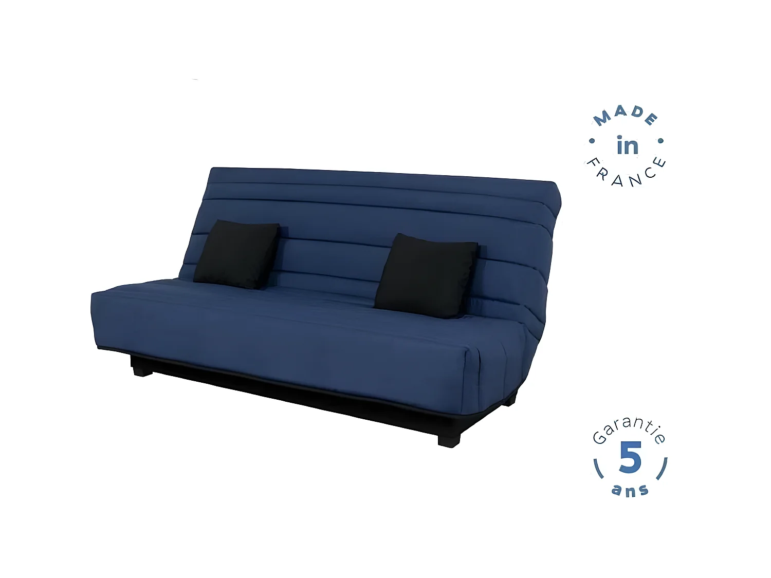 Banquette Clic clac Dunlopillo- Tissu Marine + 2 coussins Noir - L 194 x P 98 x H 102 cm - ALEX