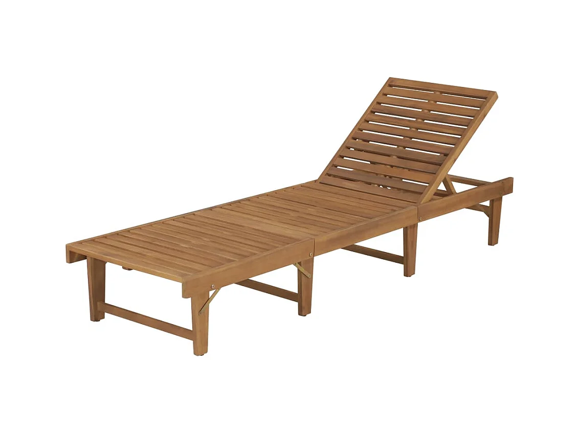 Lettino Prendisole Pieghevole in Legno Massello di Acacia