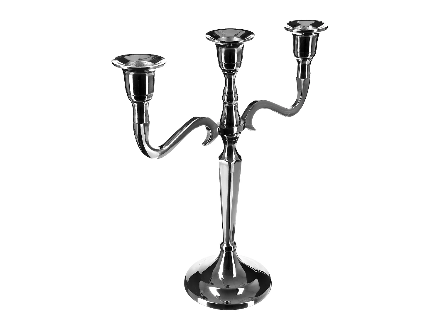 Bougeoir Chandelier 3 têtes en Métal Argent H 26 cm