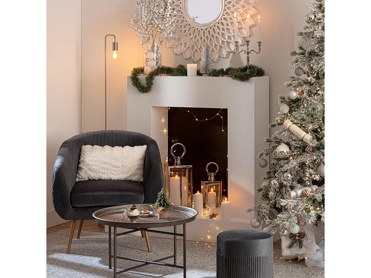 Bougeoir Chandelier 3 têtes en Métal Argent H 26 cm