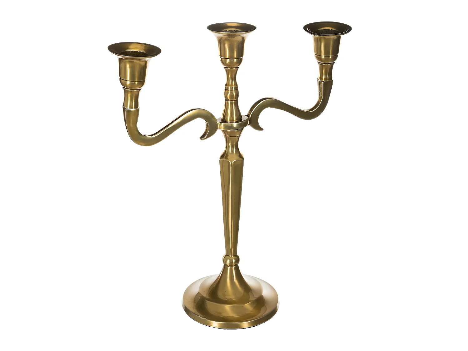 Bougeoir Chandelier 3 têtes en Métal Doré H 26 cm