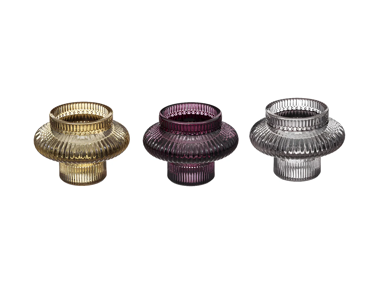 Lot de 3 Bougeoirs Chandeliers en Verre coloré