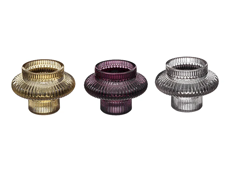 Lot de 3 Bougeoirs Chandeliers en Verre coloré