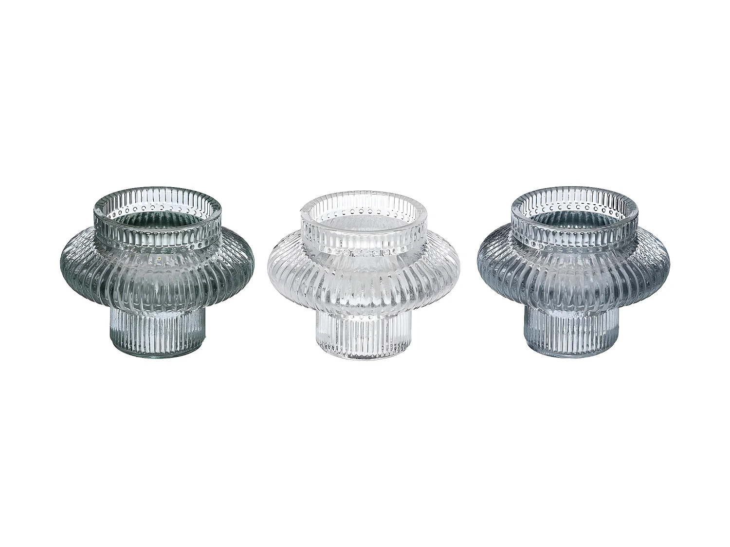 Lot de 3 Bougeoirs Chandeliers en Verre