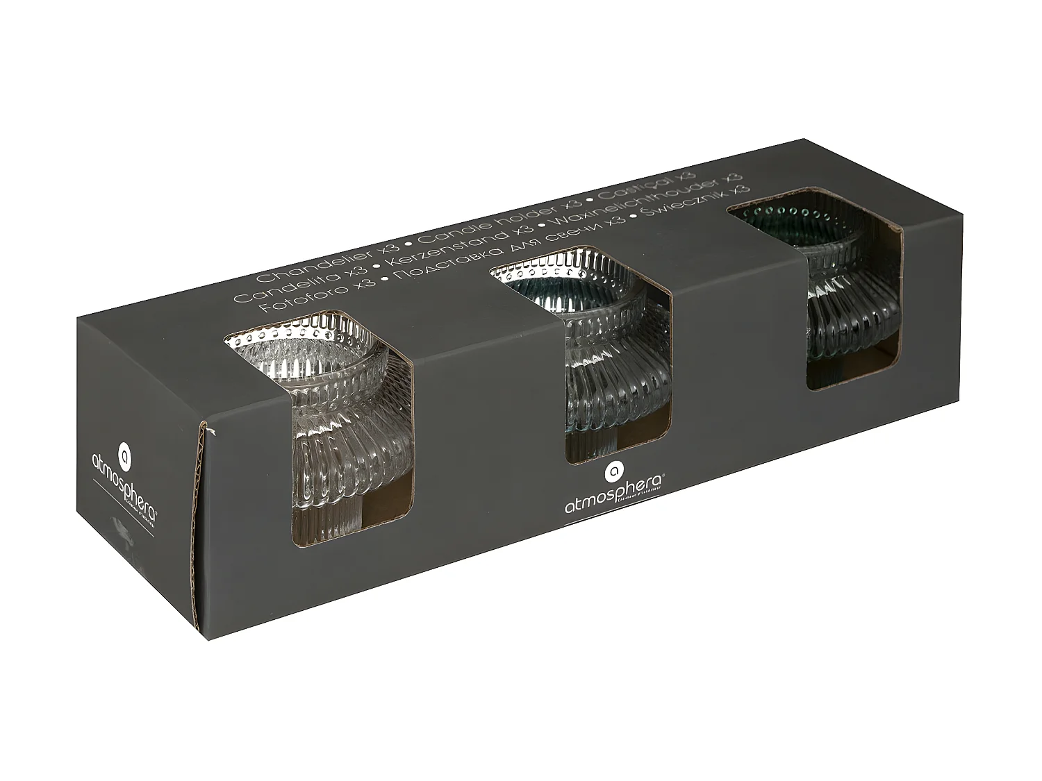 Lot de 3 Bougeoirs Chandeliers en Verre