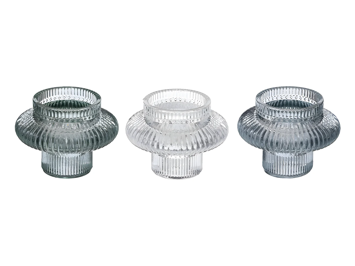 Lot de 3 Bougeoirs Chandeliers en Verre