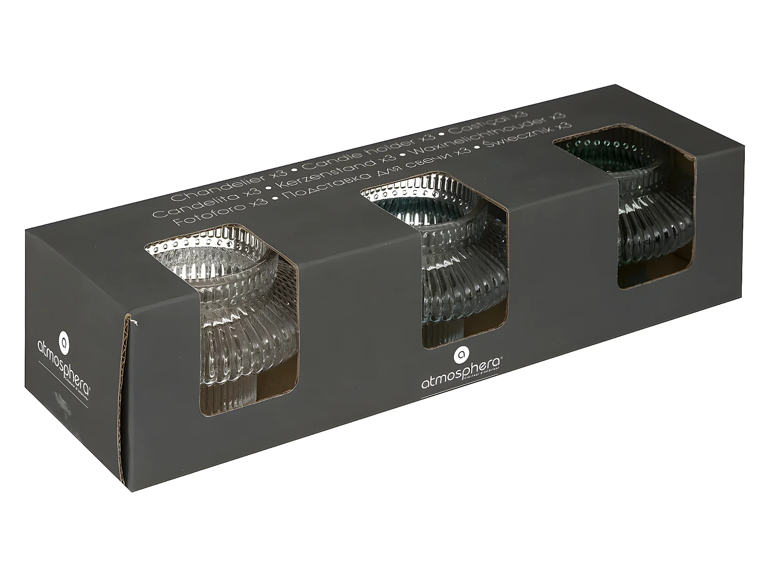 Lot de 3 Bougeoirs Chandeliers en Verre