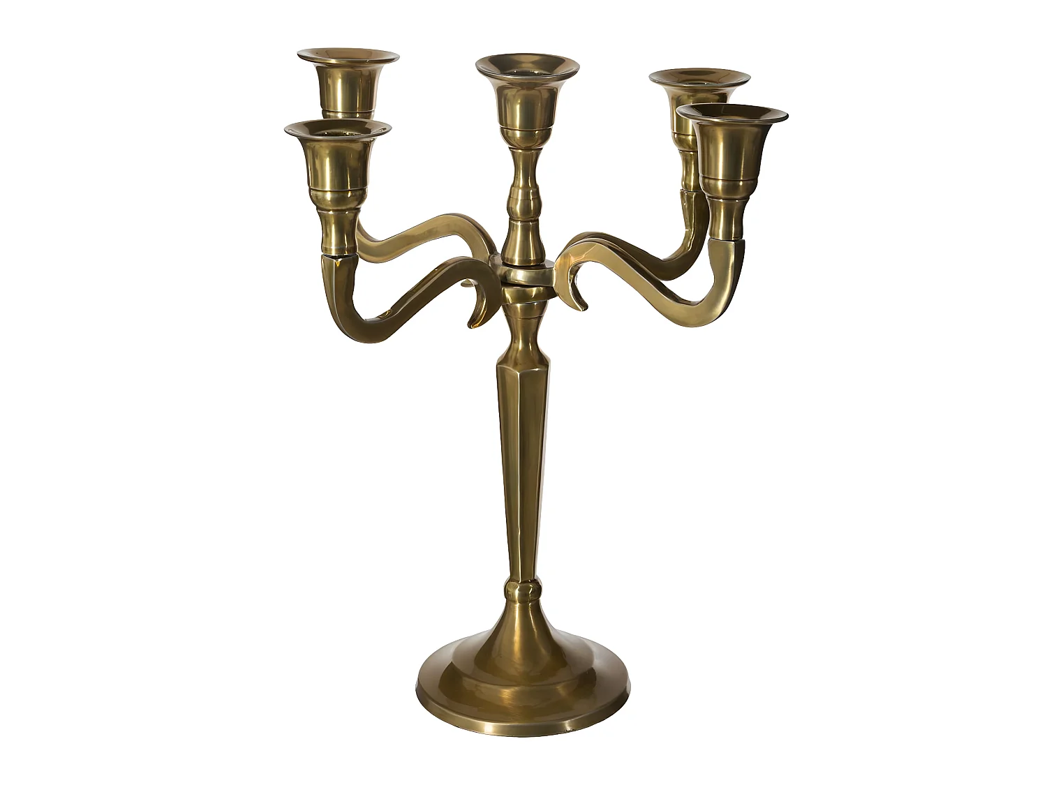 Bougeoir Chandelier 5 têtes en Métal Doré H 27 cm