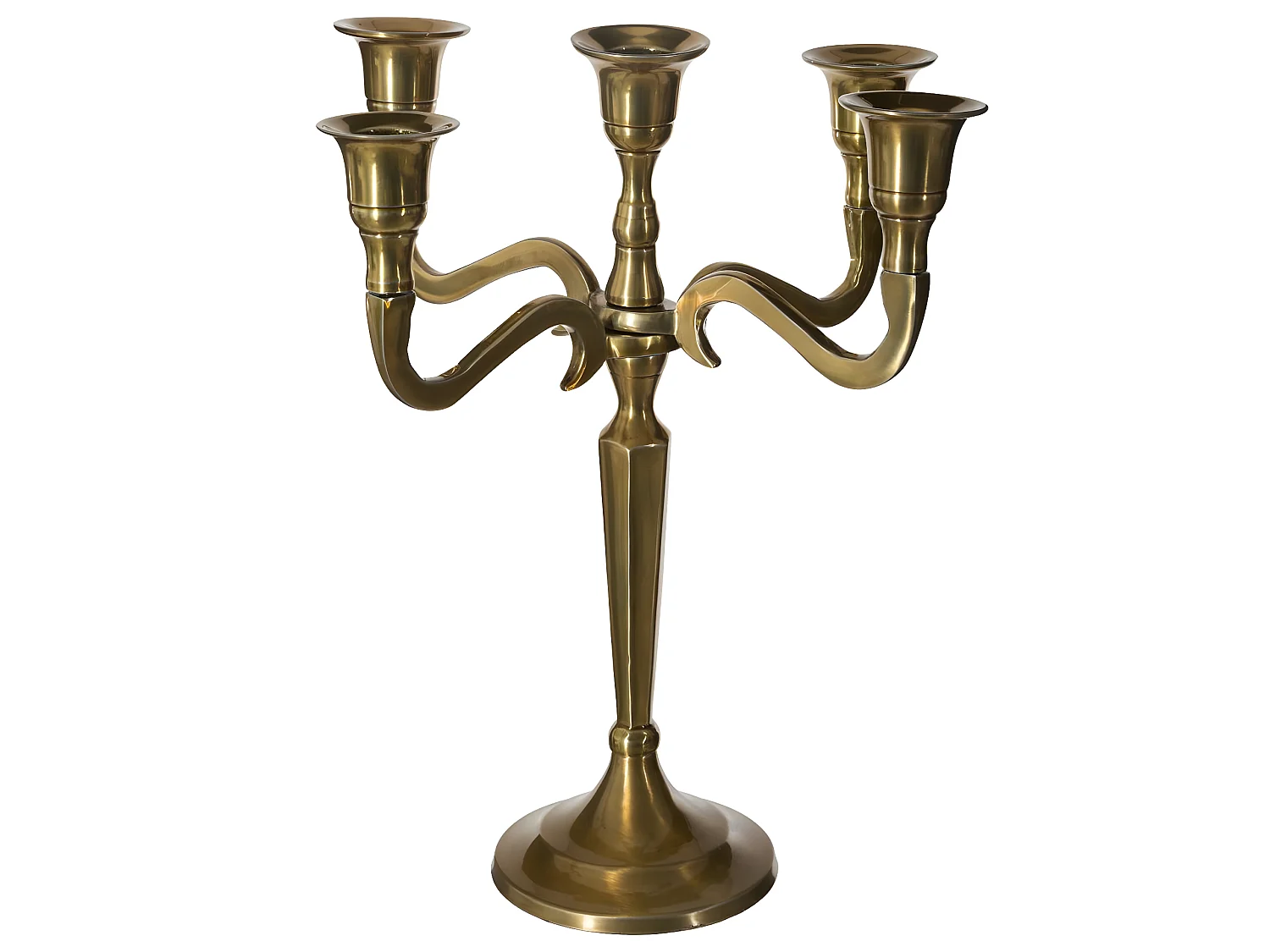 Bougeoir Chandelier 5 têtes en Métal Doré H 27 cm