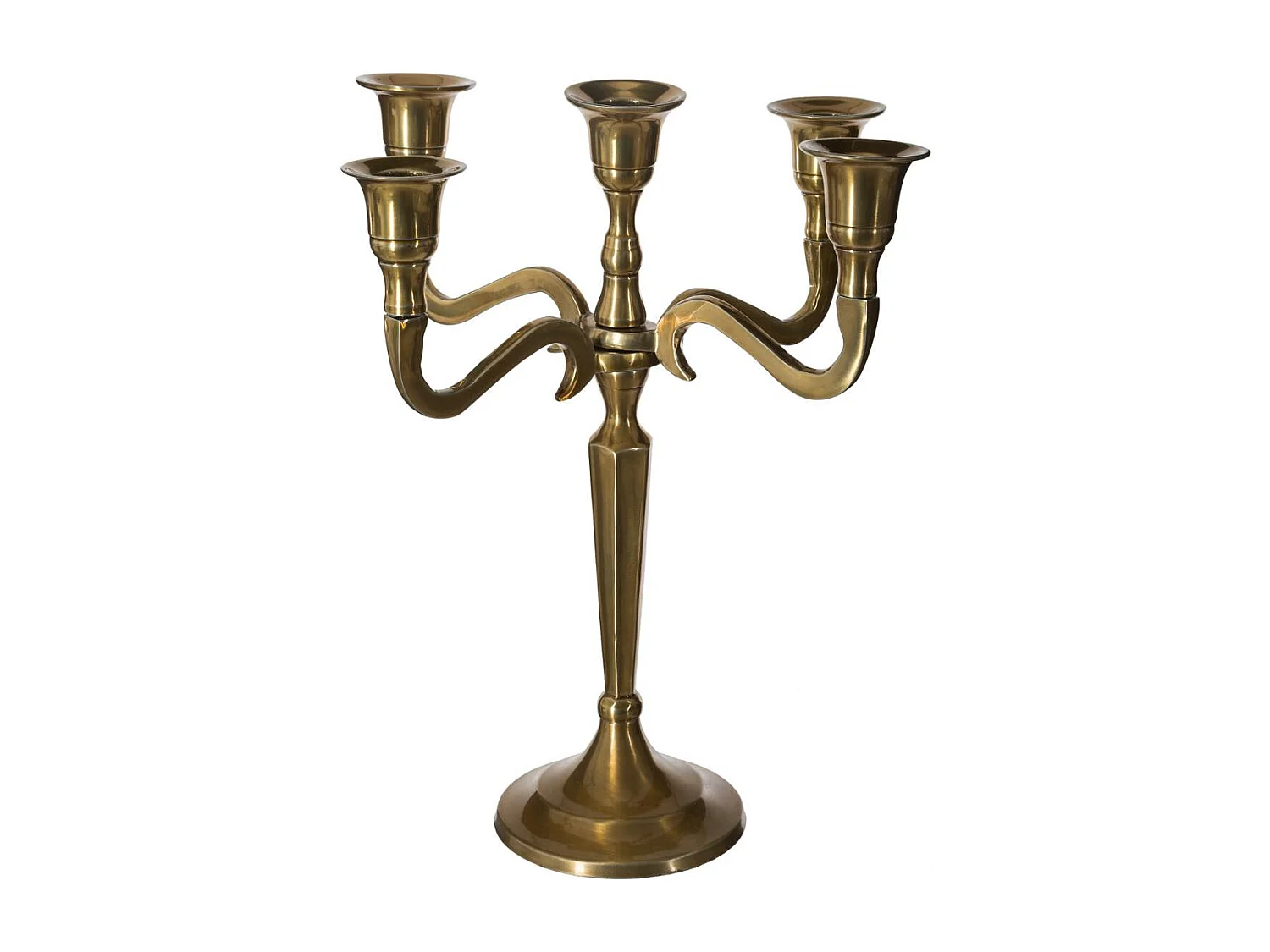 Bougeoir Chandelier 5 têtes en Métal Doré H 27 cm